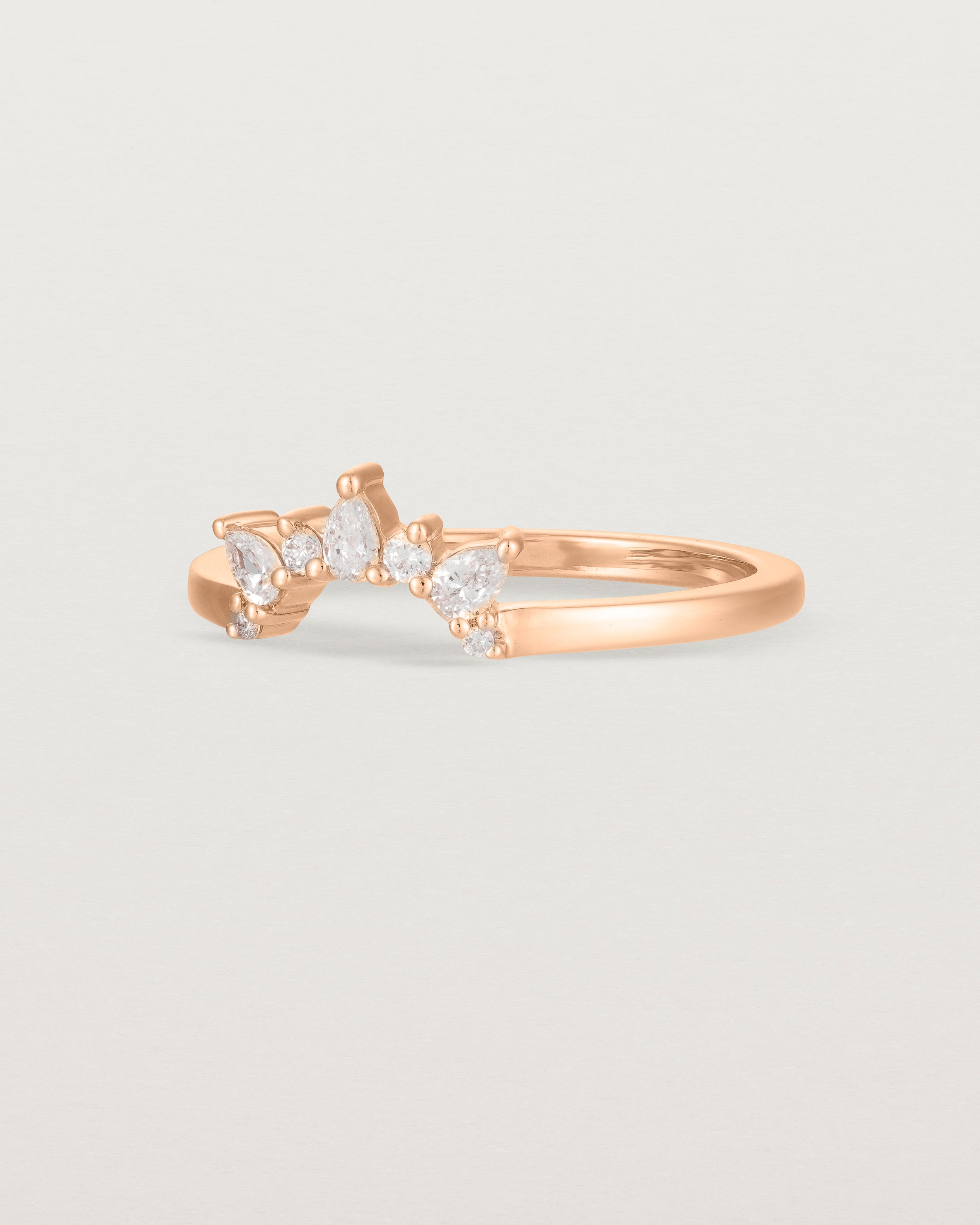 Angled view of the Odette Crown Ring | Fit Ⅰ | Rose Gold.