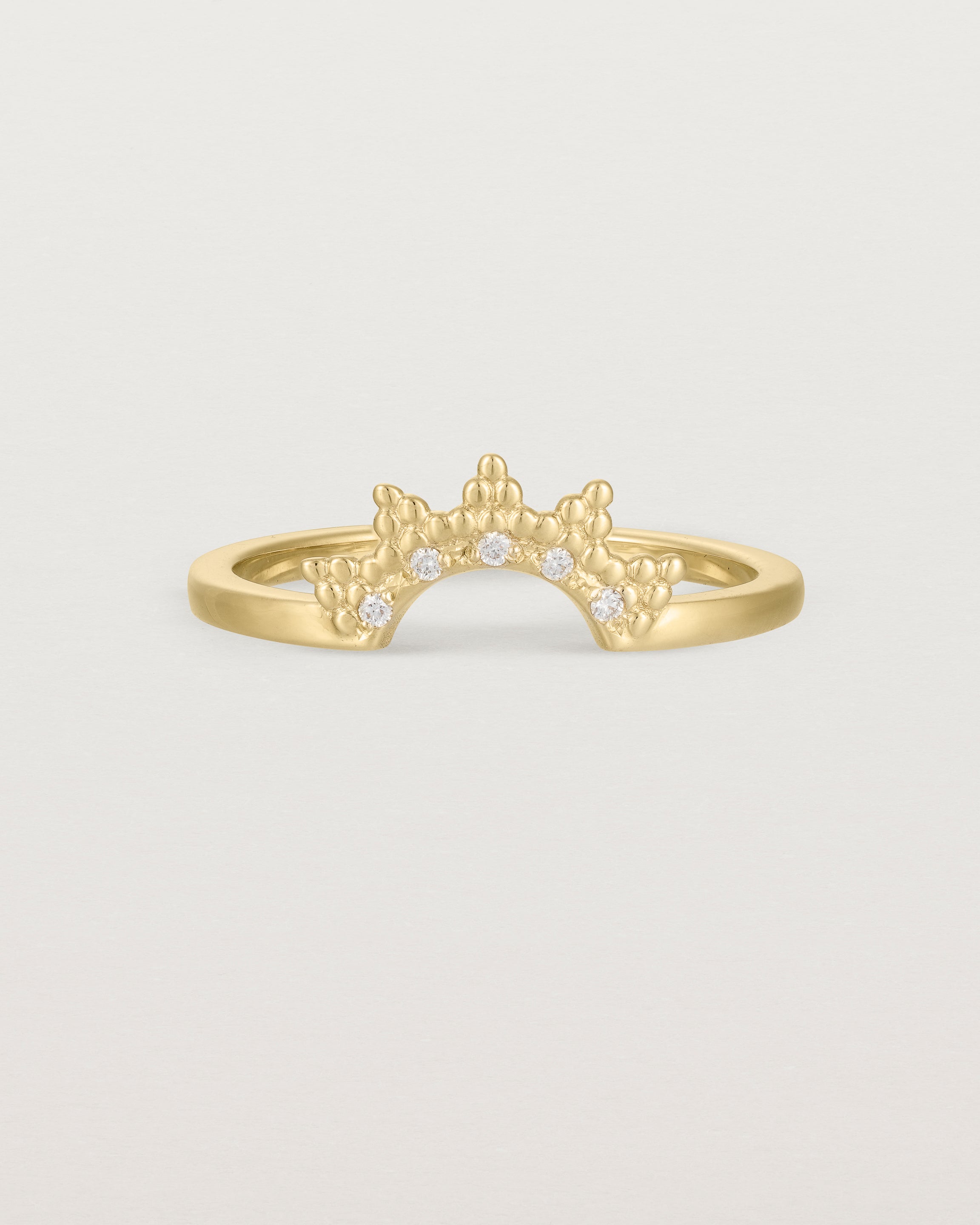 Front view of the Odine Diamond Crown Ring | Fit Ⅰ | Yellow Gold.