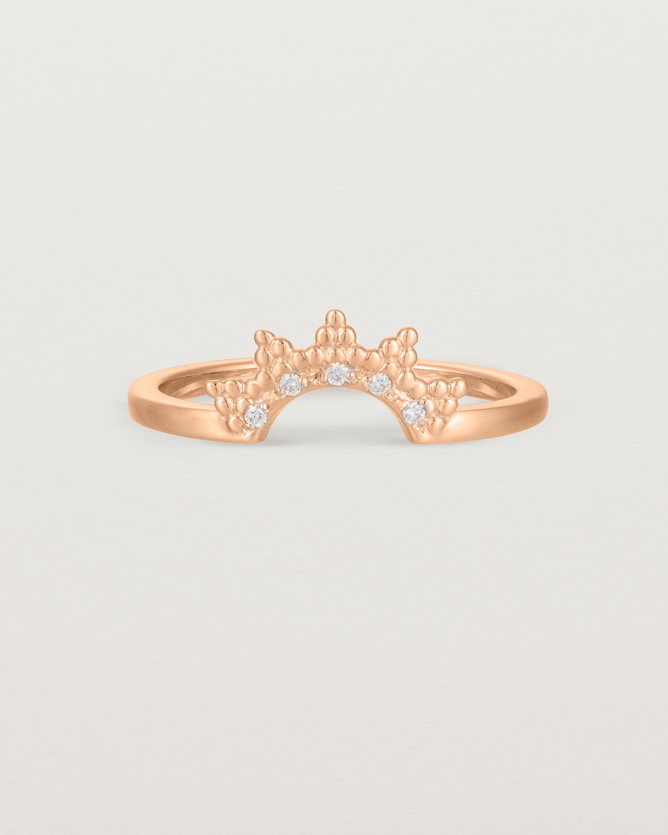 Front view of the Odine Diamond Crown Ring | Fit Ⅰ | Rose Gold.