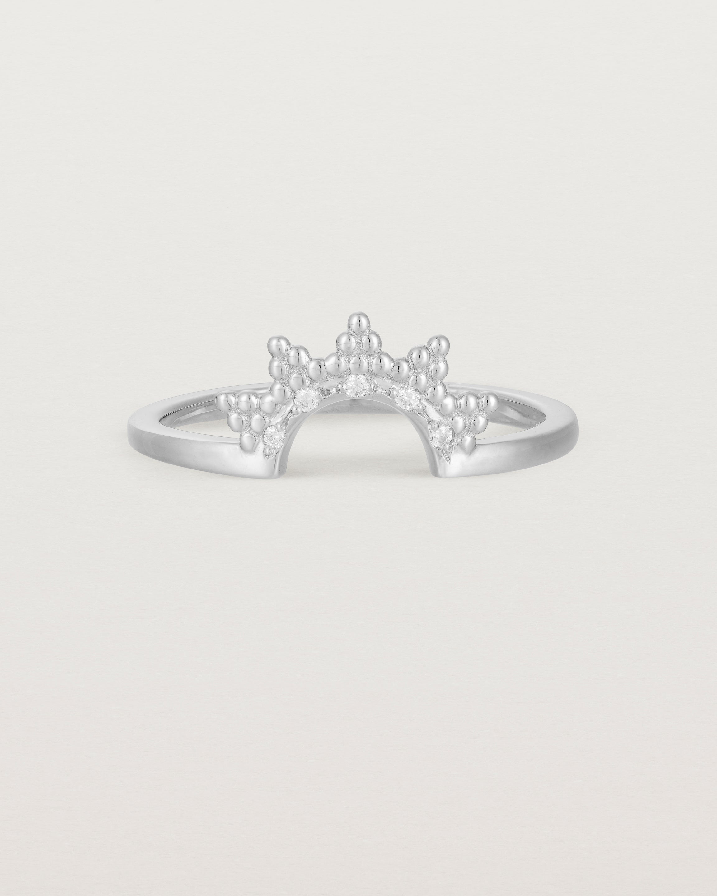 Front view of the Odine Diamond Crown Ring | Fit Ⅱ | White Gold.