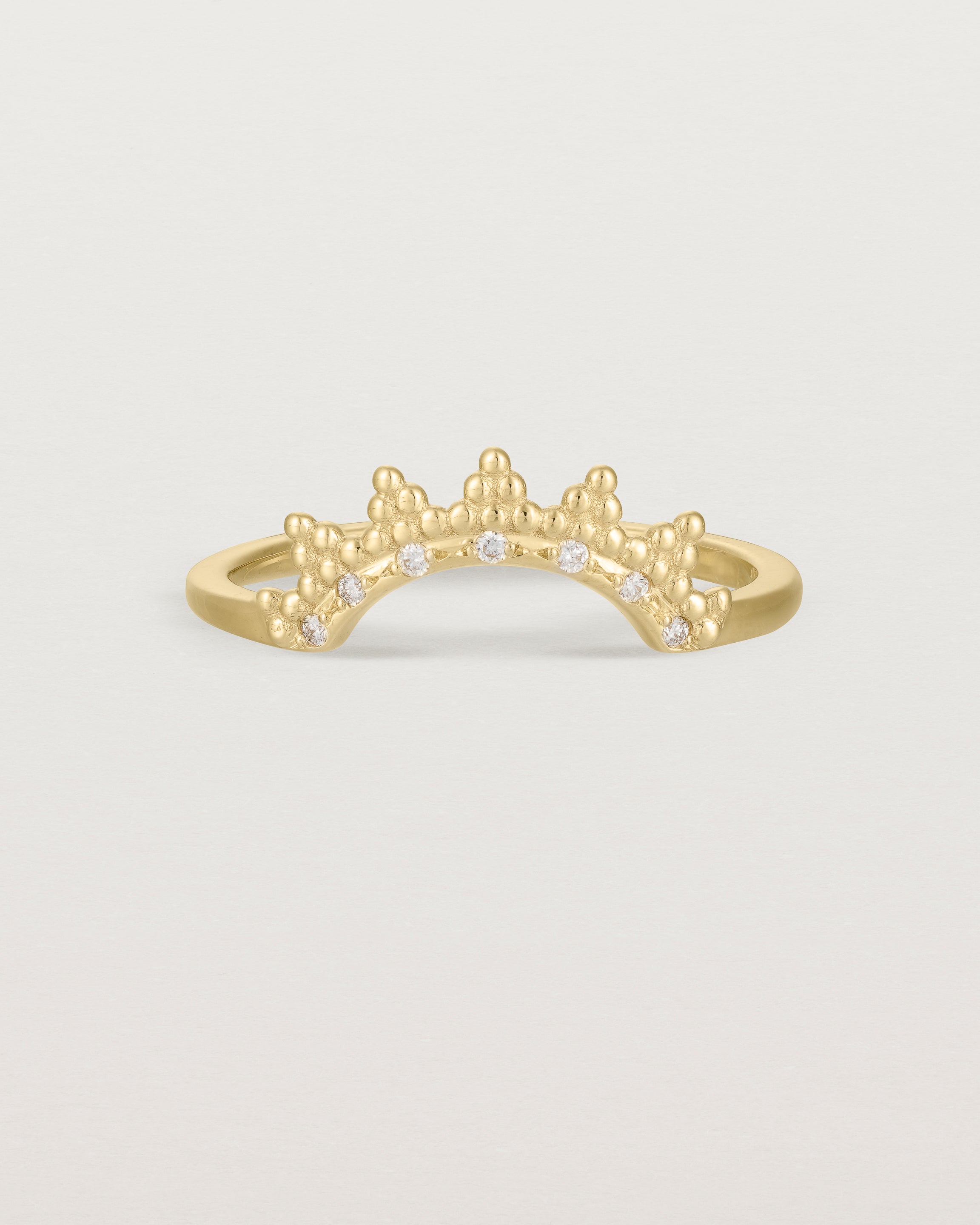 Front view of the Odine Diamond Crown Ring | Fit Ⅲ | Yellow Gold.