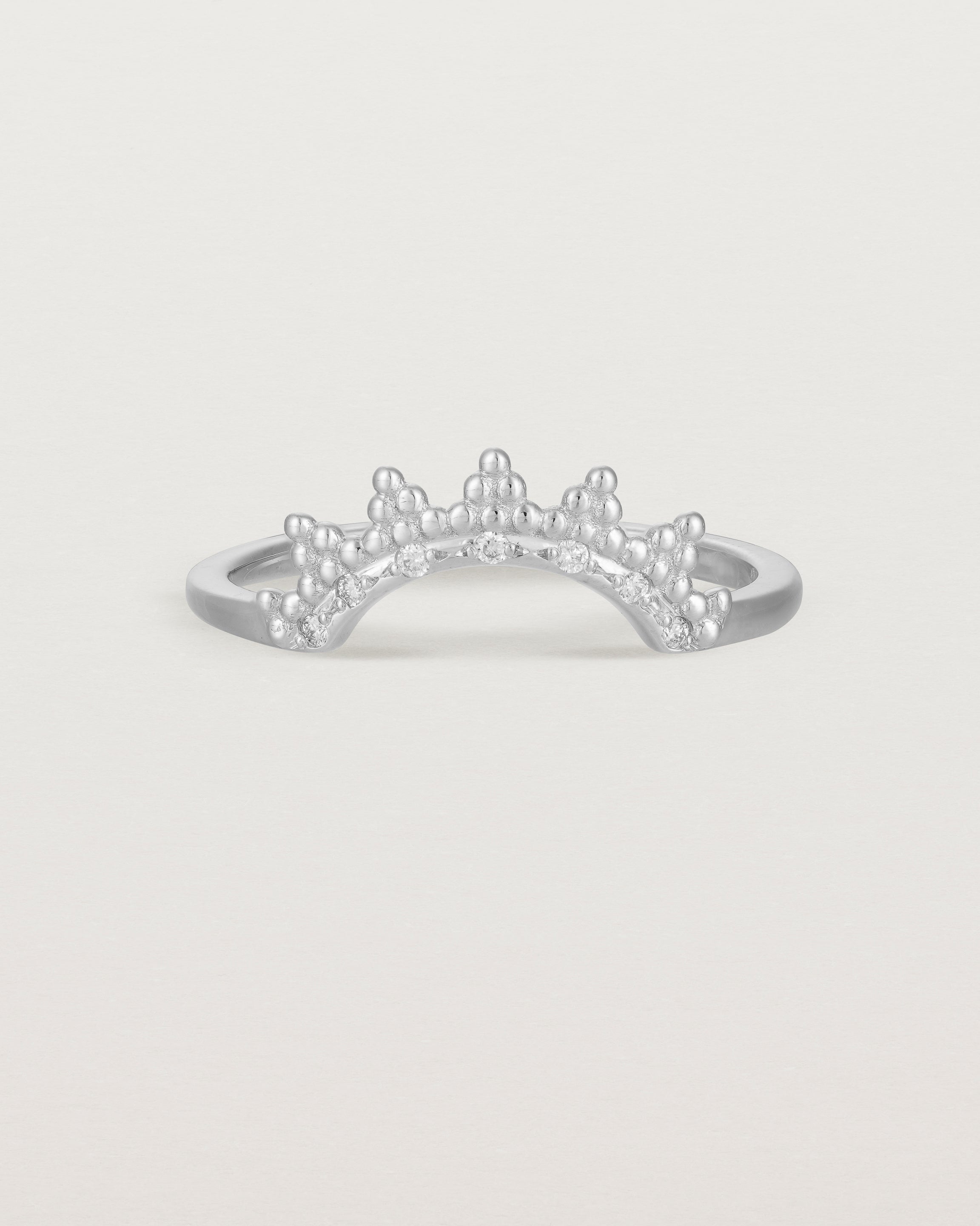 Front view of the Odine Diamond Crown Ring | Fit Ⅲ | White Gold.