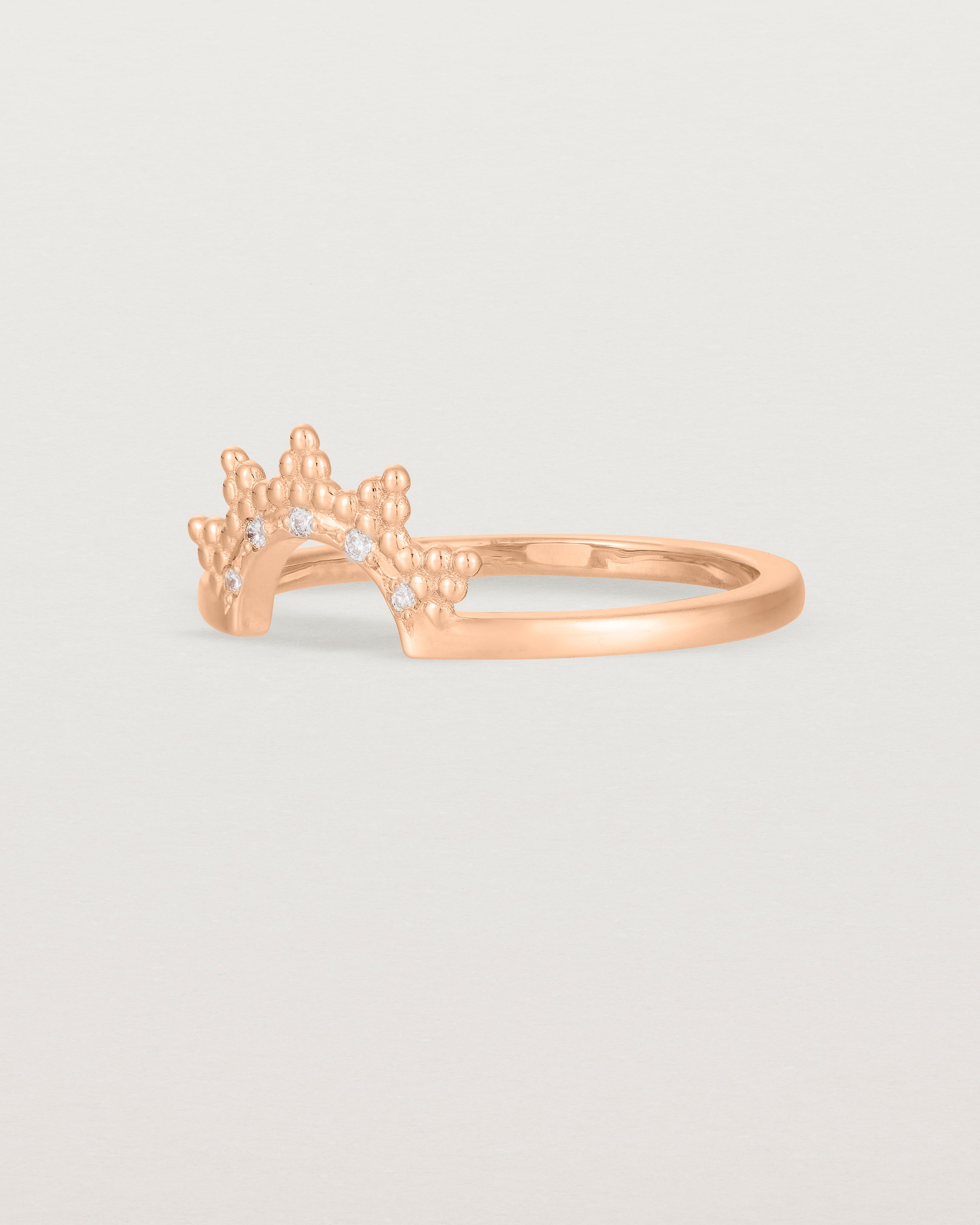 Angled view of the Odine Diamond Crown Ring | Fit Ⅱ | Rose Gold.