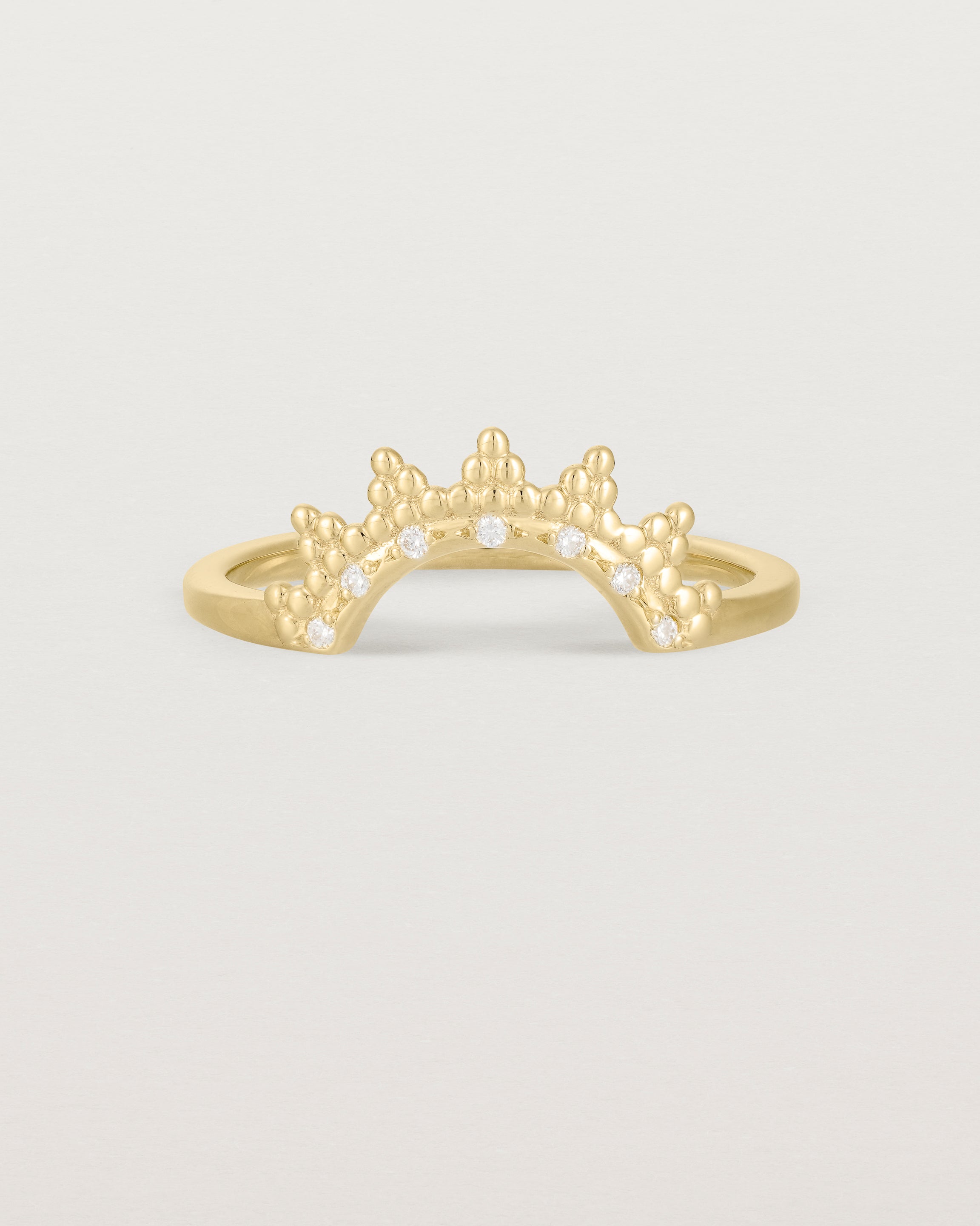 Front view of the Odine Diamond Crown Ring | Fit Ⅳ | Yellow Gold.