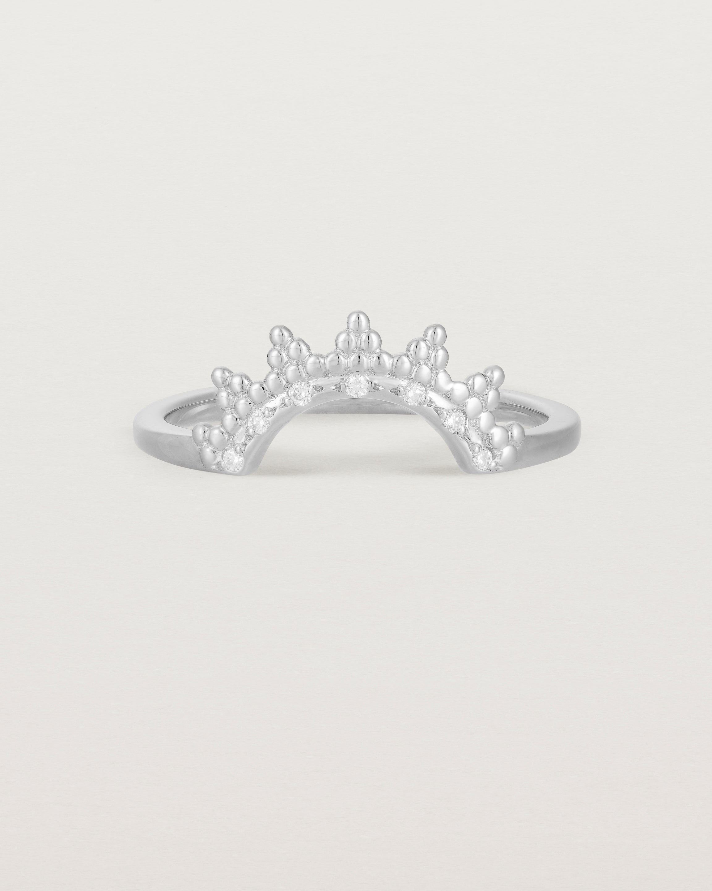 Front view of the Odine Diamond Crown Ring | Fit Ⅳ | White Gold.