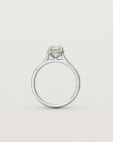 Standing view of the Thea Oval Solitaire | Green Amethyst in white gold.
