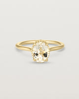 Front view of the Thea Oval Solitaire | Savannah Sunstone in yellow gold.