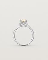 Standing view of the Thea Oval Solitaire | Savannah Sunstone in white gold.