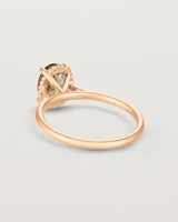 Back view of the Thea Oval Solitaire | Smokey Quartz in rose gold.