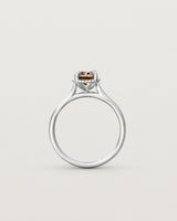 Standing view of the Thea Oval Solitaire | Smokey Quartz in white gold.