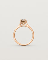 Standing view of the Thea Oval Solitaire | Smokey Quartz in rose gold.