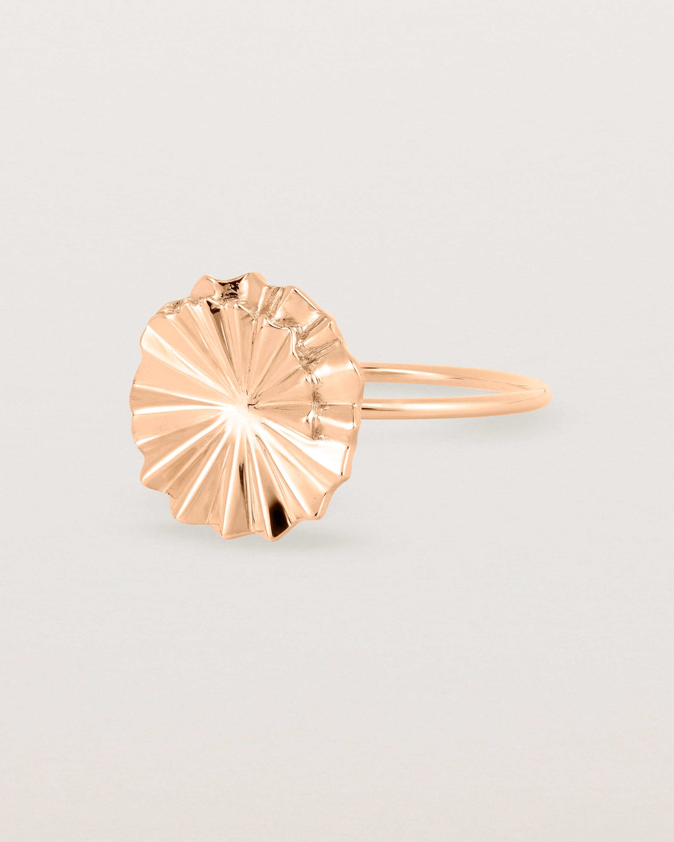 Angled view of the Pan Ring in Rose Gold.