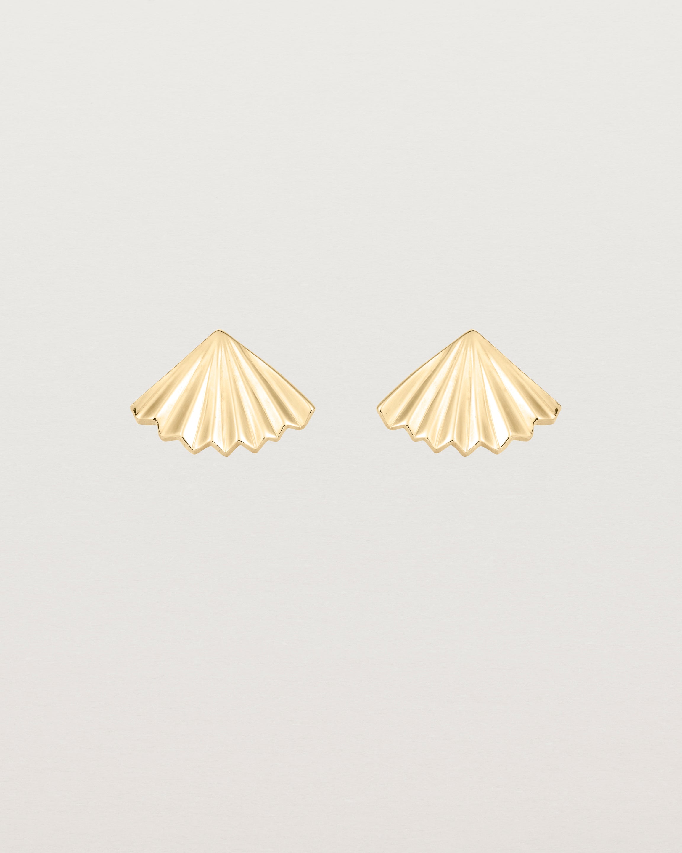 A pair of fan shaped yellow gold earrings