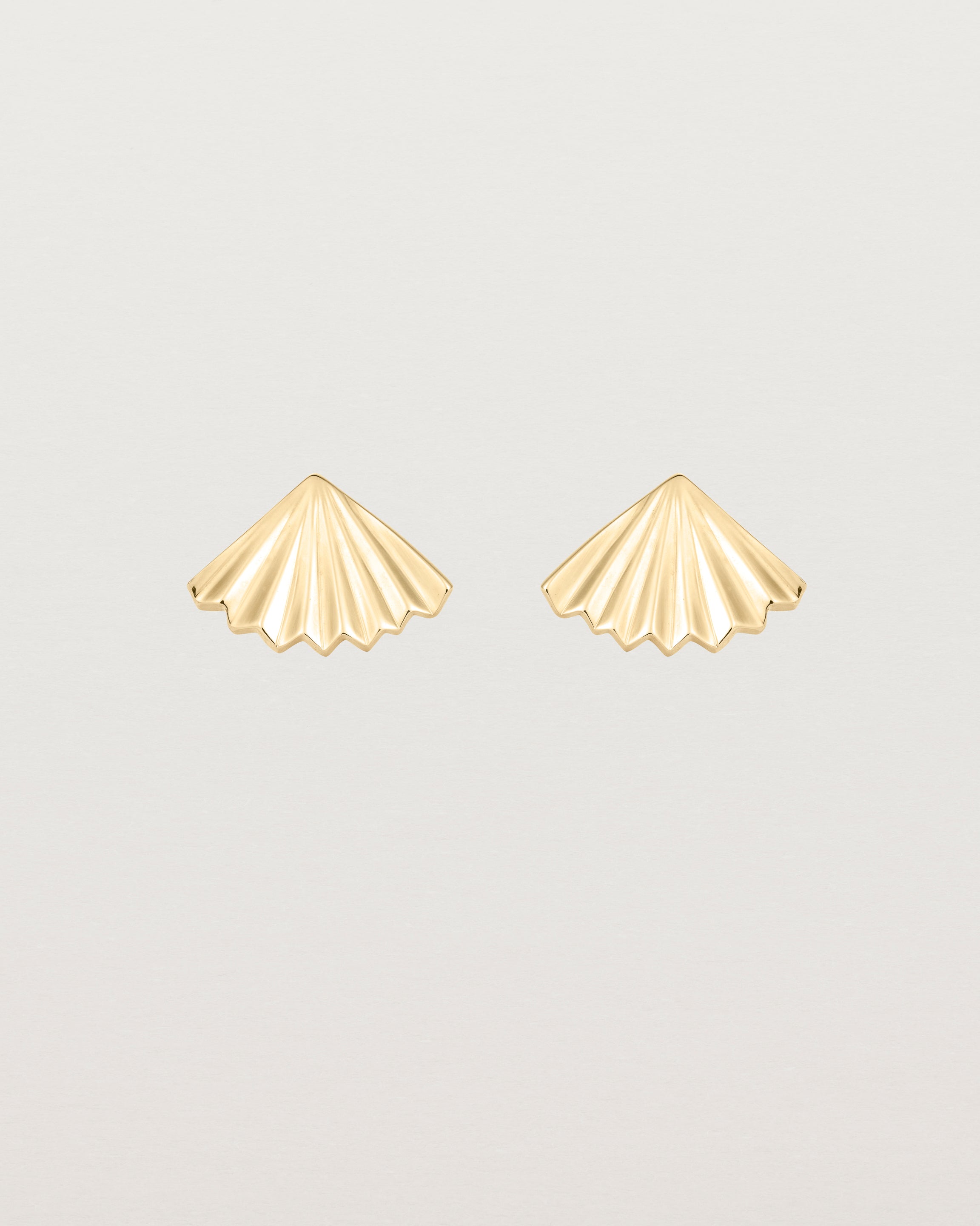 A pair of fan shaped yellow gold earrings