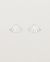 A pair of fan shaped sterling silver earrings