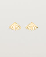 A pair of fan shaped yellow gold earrings