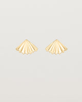 A pair of fan shaped yellow gold earrings