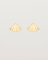 A pair of fan shaped yellow gold earrings