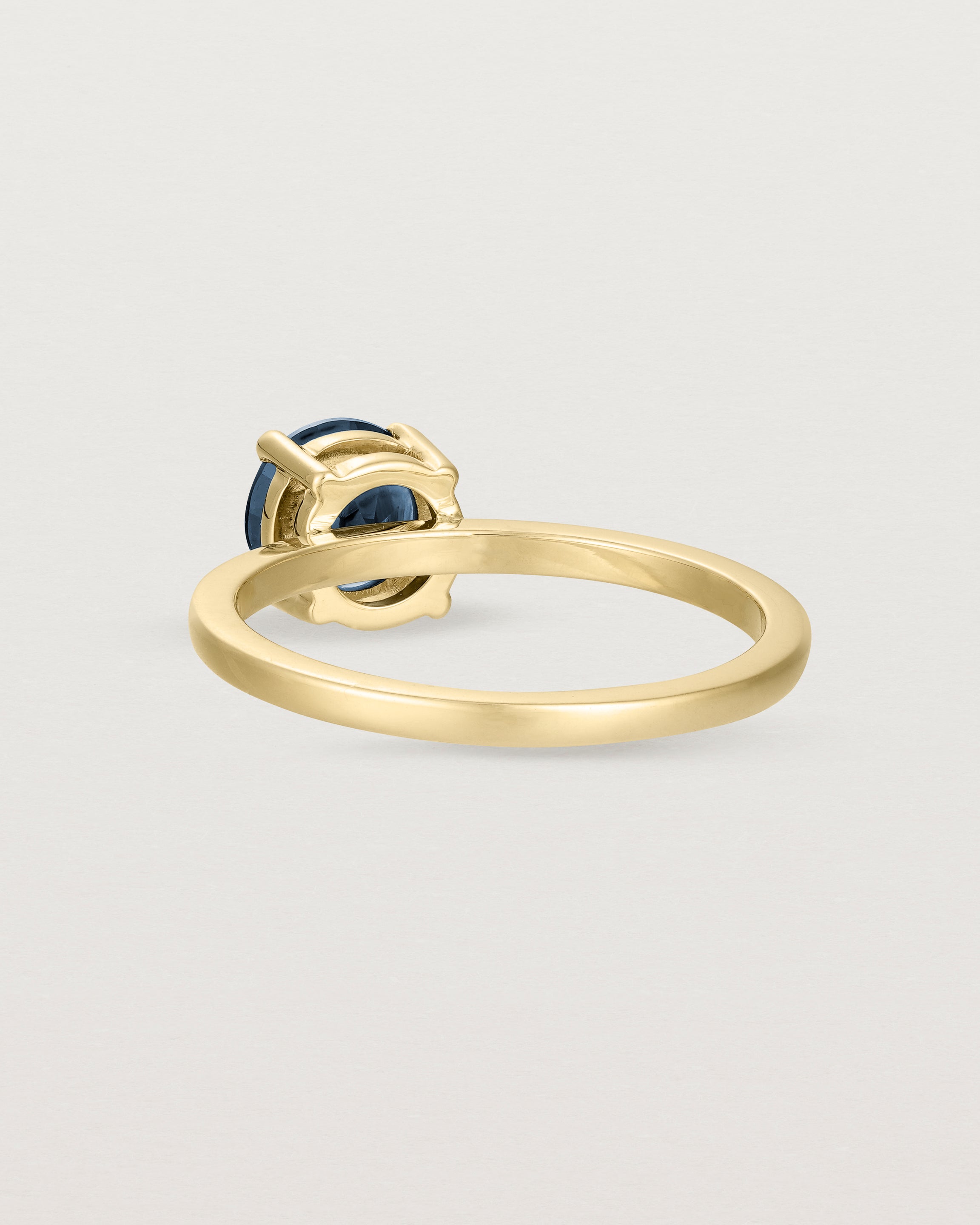 Back view of the Petite Una Round Solitaire | Australian Sapphire | Yellow Gold.