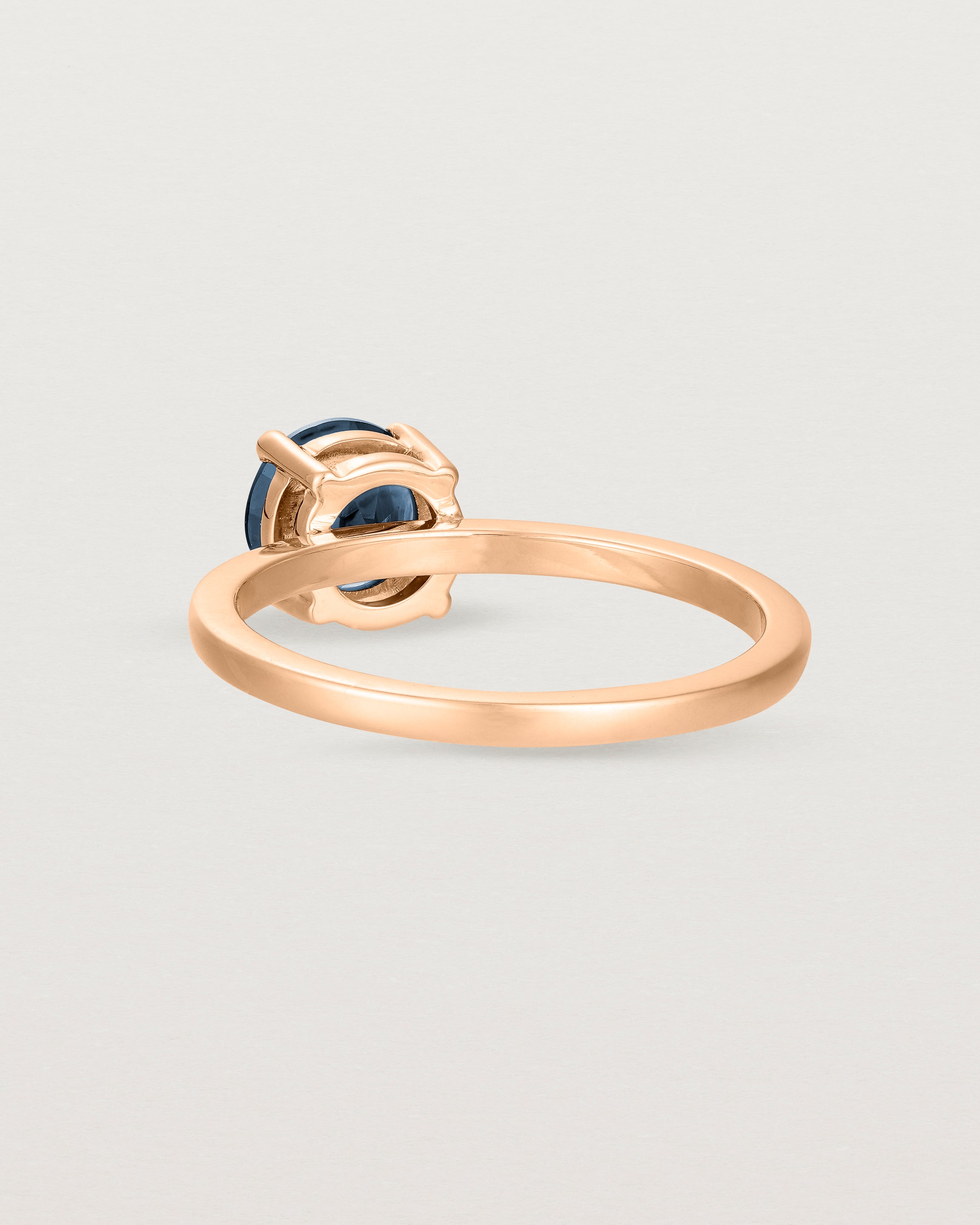 Back view of the Petite Una Round Solitaire | Australian Sapphire | Rose Gold.