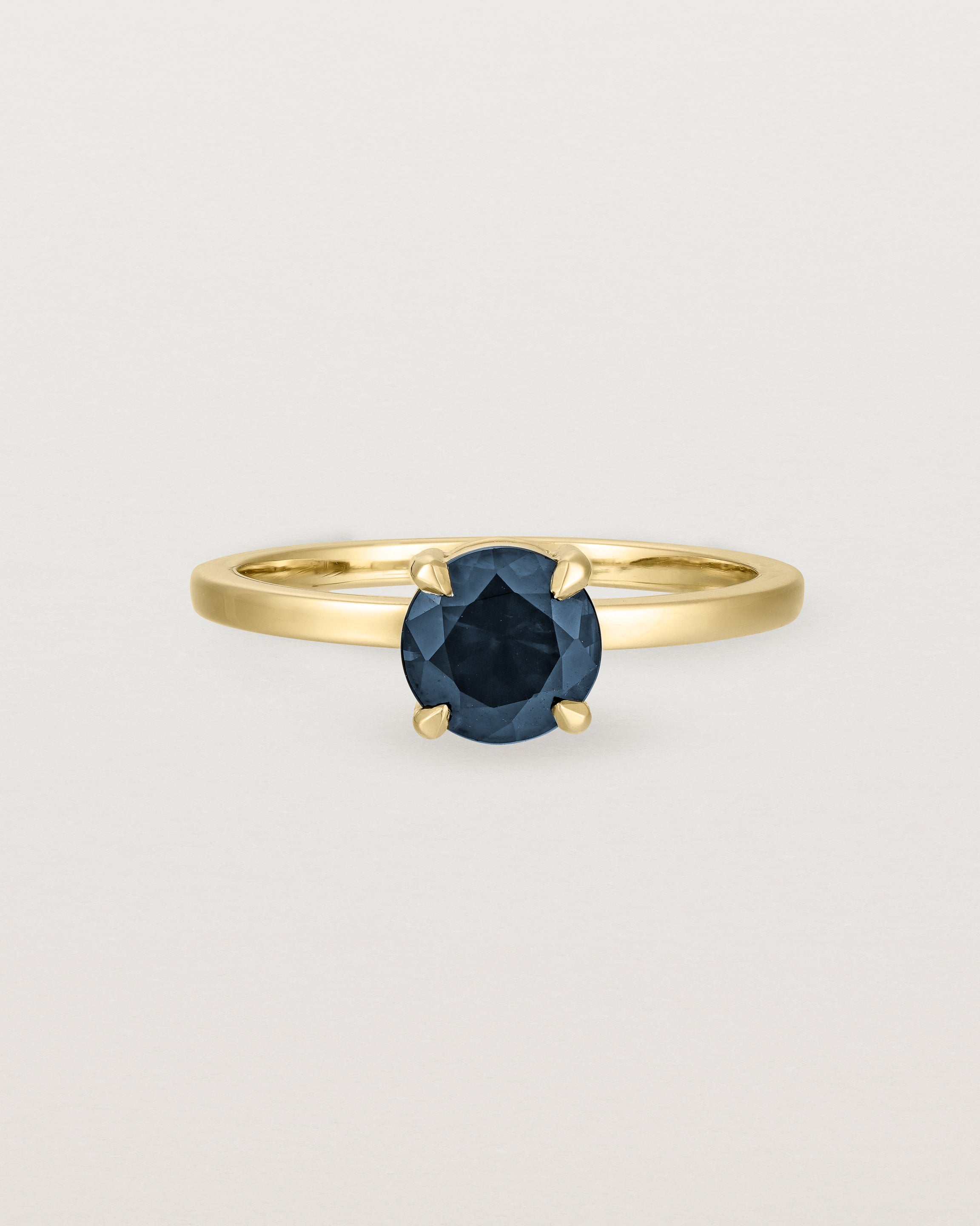 Front view of the Petite Una Round Solitaire | Australian Sapphire | Yellow Gold.