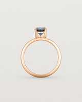 Standing view of the Petite Una Round Solitaire | Australian Sapphire | Rose Gold.