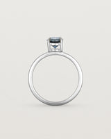 Standing view of the Petite Una Round Solitaire | Australian Sapphire | White Gold.