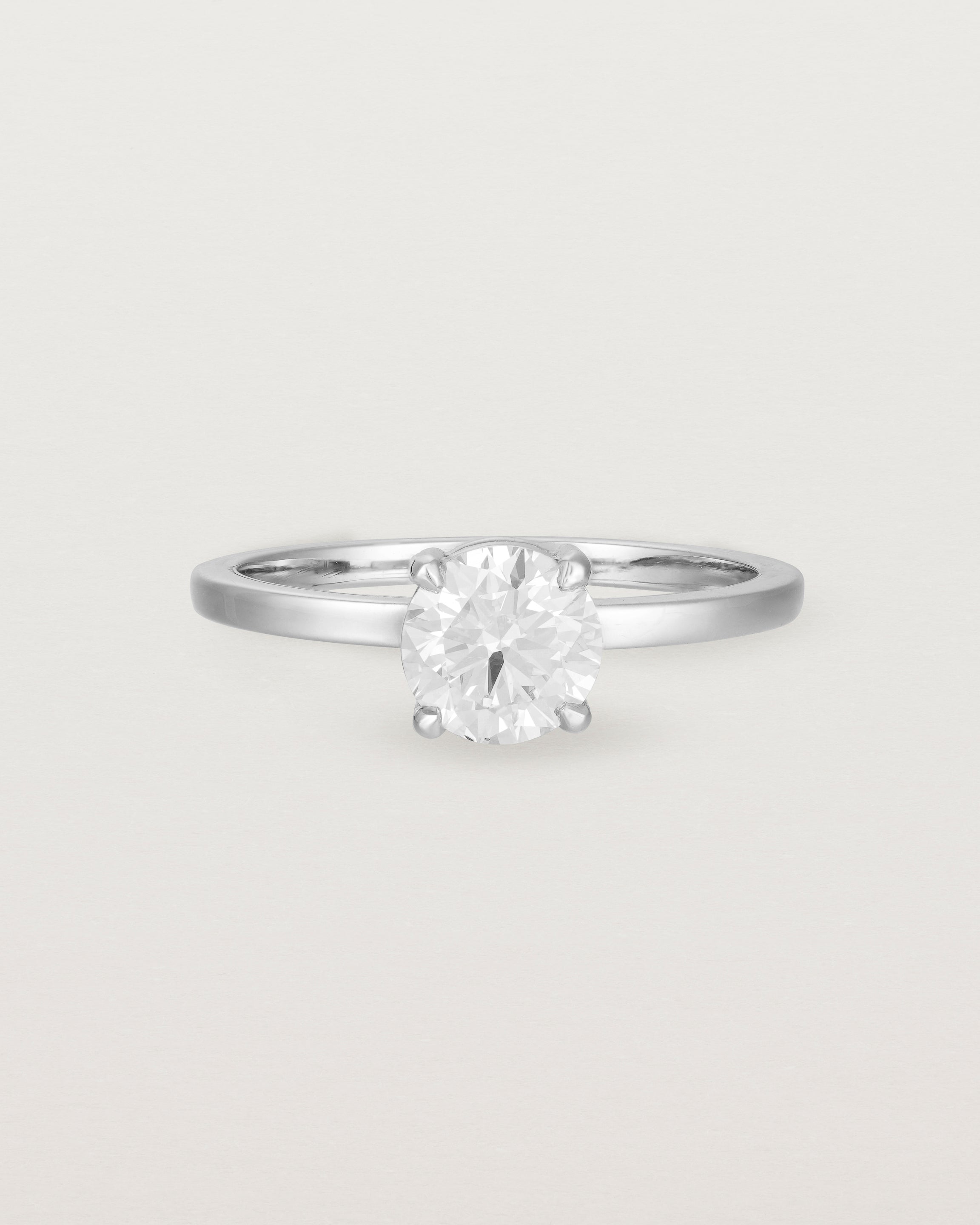 Front view of the Petite Una Round Solitaire | Laboratory Grown Diamond | White Gold.