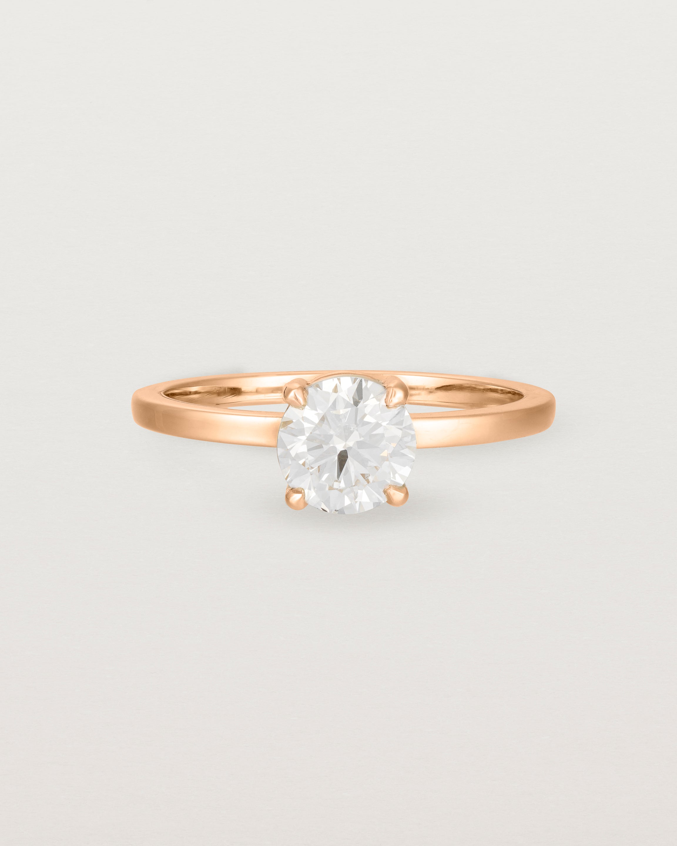 Front view of the Petite Una Round Solitaire | Laboratory Grown Diamond | Rose Gold.