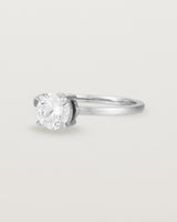 Angled view of the Petite Una Round Solitaire | Laboratory Grown Diamond | White Gold.