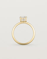 Standing view of the Petite Una Round Solitaire | Laboratory Grown Diamond | Yellow Gold.