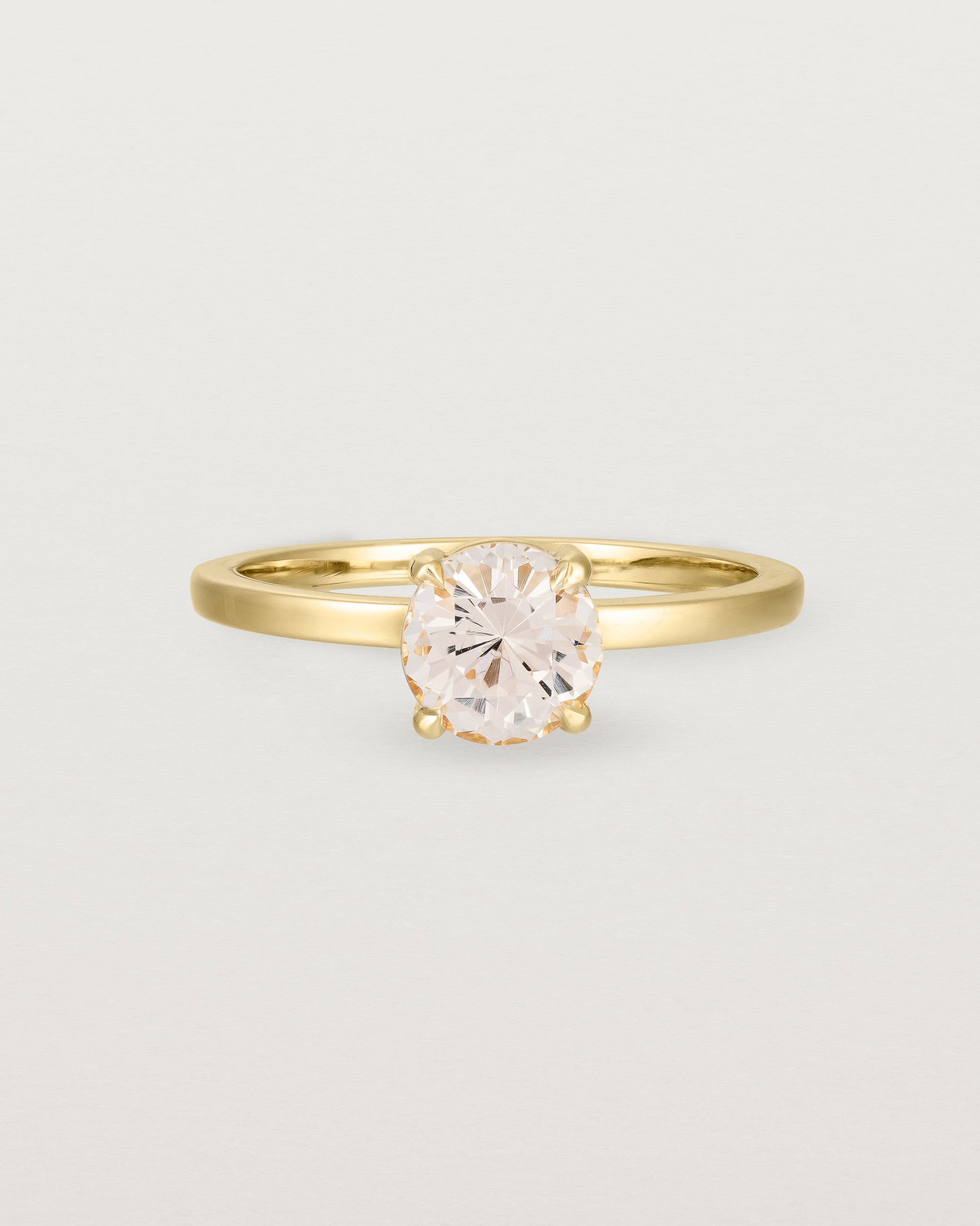 Front view of the Petite Una Round Solitaire | Morganite | Yellow Gold.