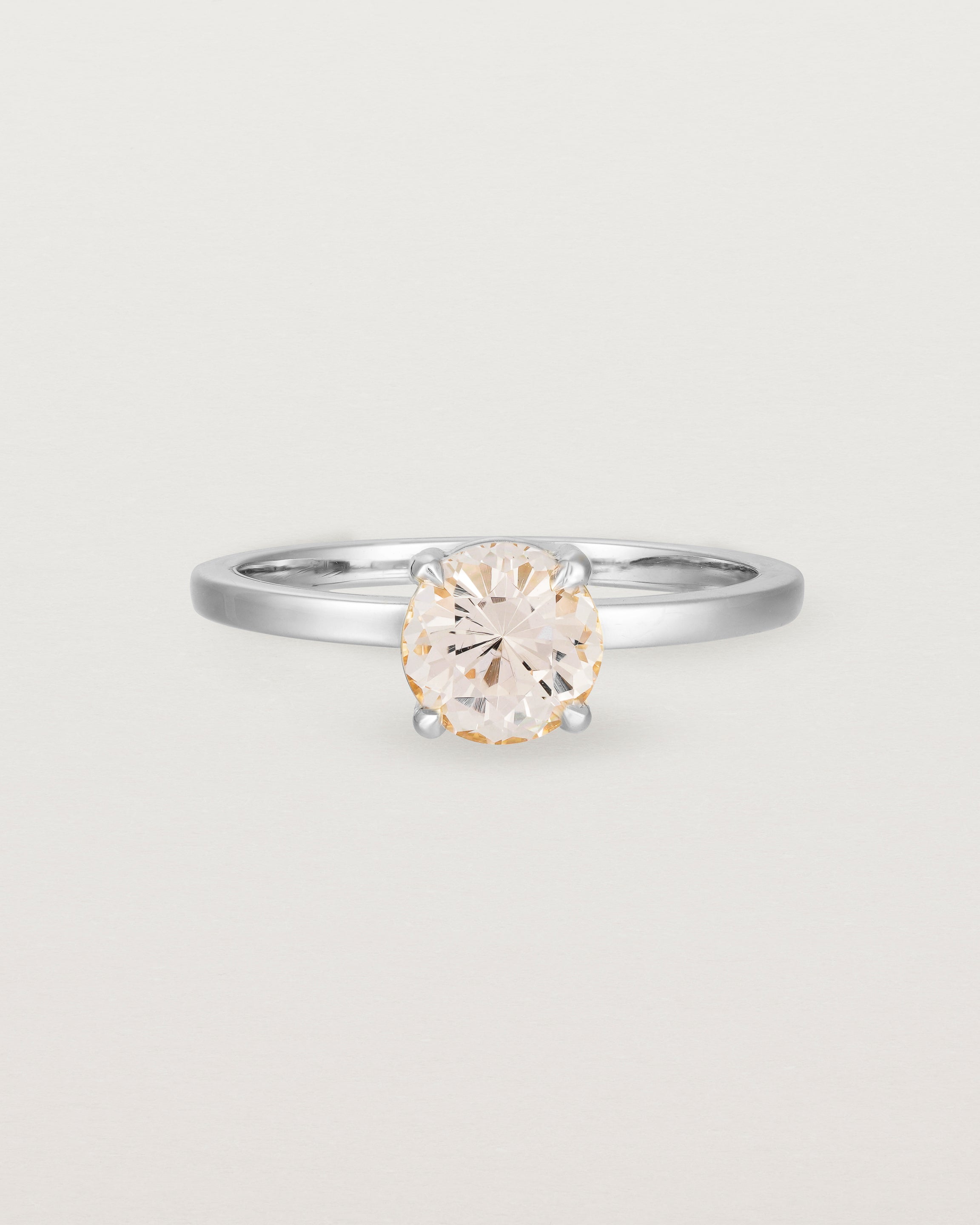 Front view of the Petite Una Round Solitaire | Morganite | White Gold.