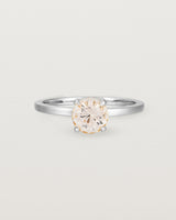 Front view of the Petite Una Round Solitaire | Morganite | White Gold.