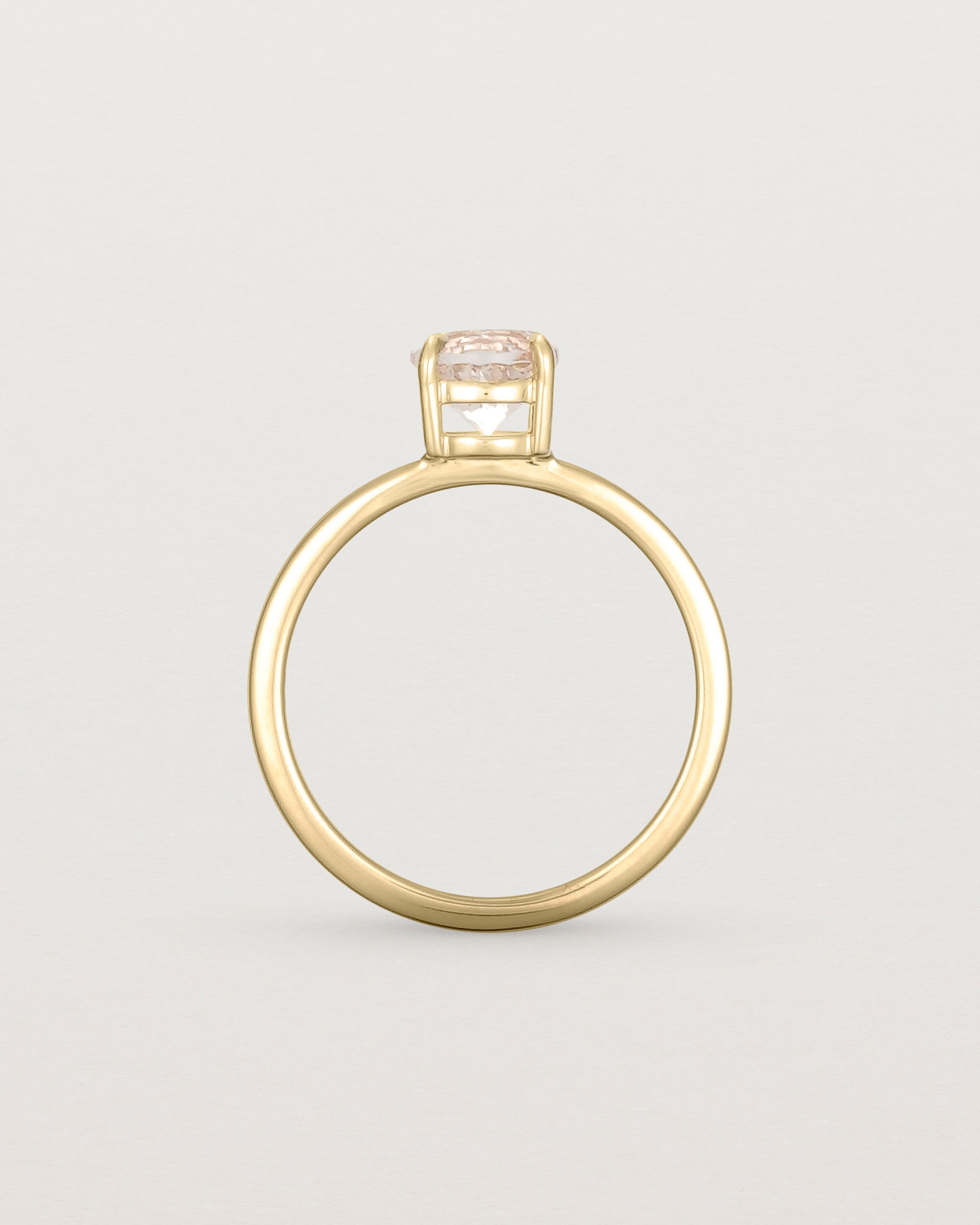 Standing view of the Petite Una Round Solitaire | Morganite | Yellow Gold.