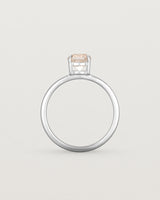 Standing view of the Petite Una Round Solitaire | Morganite | White Gold.