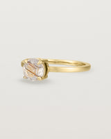 Angled view of the Petite Una Round Solitaire | Rutilated Quartz | Yellow Gold.