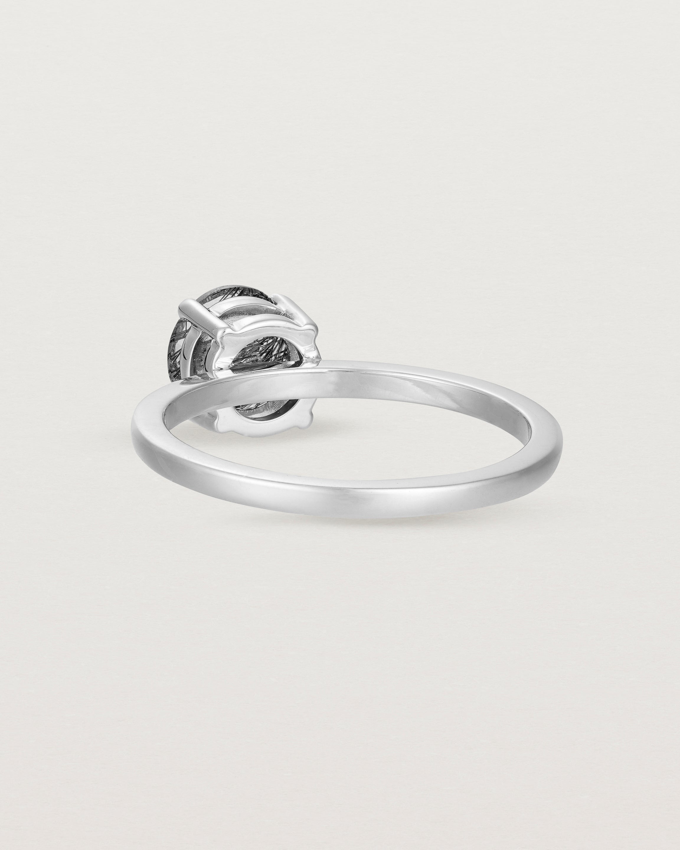 Back view of the Petite Una Round Solitaire | Tourmalinated Quartz | White Gold.