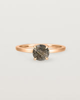 Front view of the Petite Una Round Solitaire | Tourmalinated Quartz | Rose Gold.