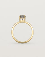 Standing view of the Petite Una Round Solitaire | Tourmalinated Quartz | Yellow Gold.