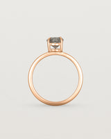 Standing view of the Petite Una Round Solitaire | Tourmalinated Quartz | Rose Gold.