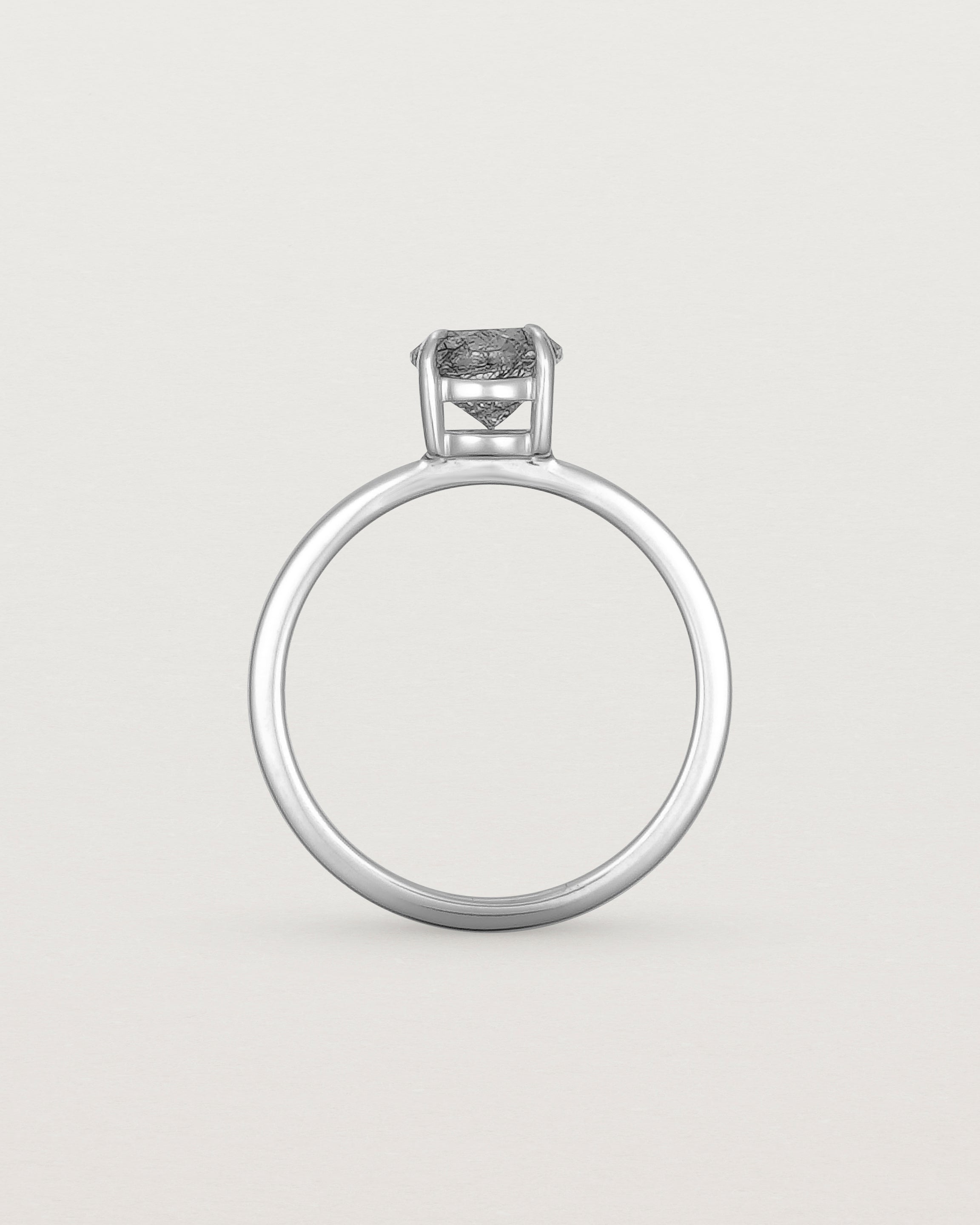 Standing view of the Petite Una Round Solitaire | Tourmalinated Quartz | White Gold.