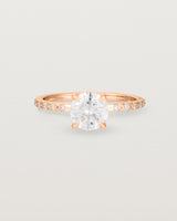 Front view of the Petite Una Round Solitaire | Laboratory Grown Diamond | Rose Gold with Cascade Shoulders.