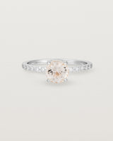 The Petite Una Round Solitaire | Morganite with Cascade Shoulders in White Gold