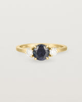 Front view of the Petite Una Round Trio Ring | Australian Sapphire & Diamonds | Yellow Gold.
