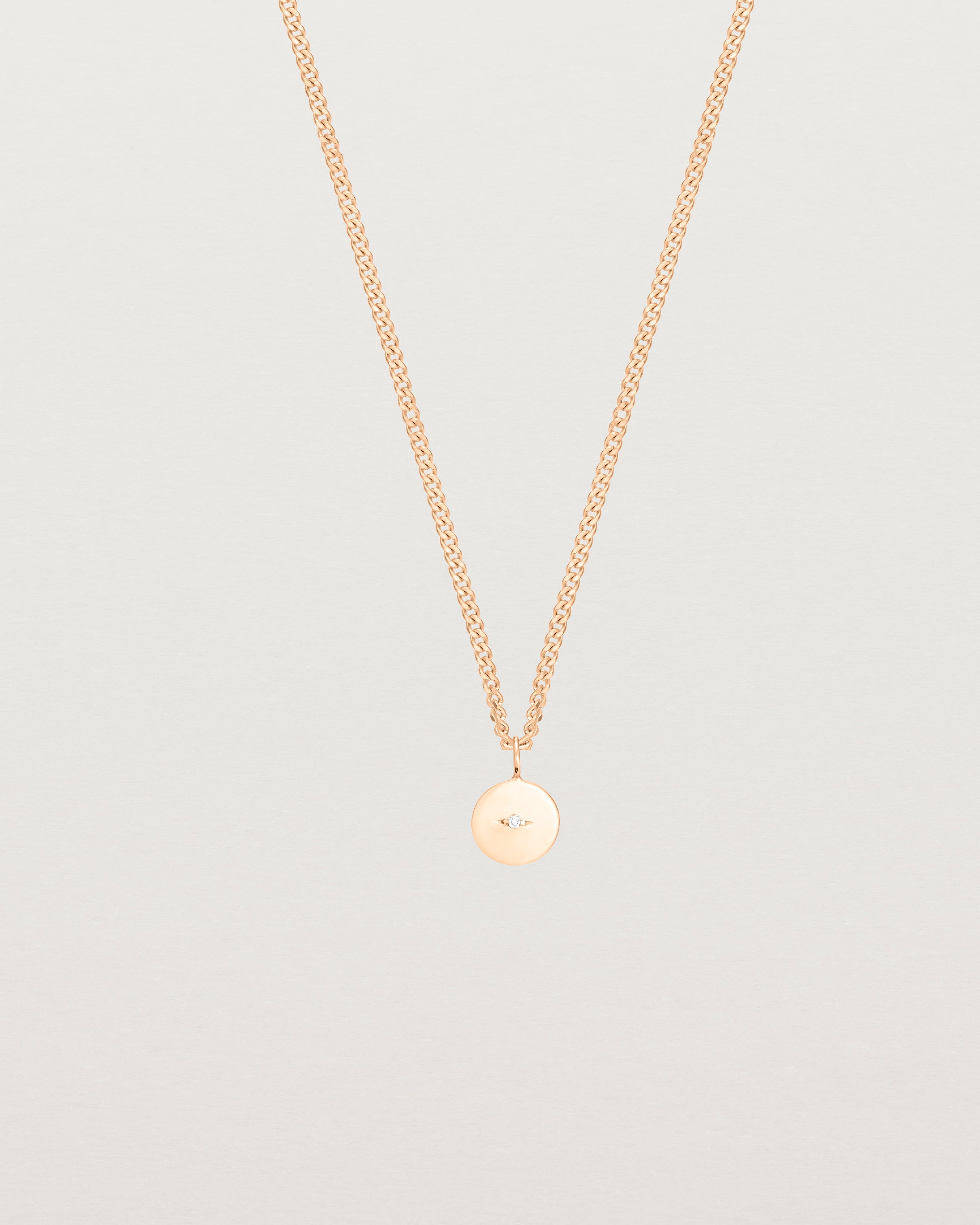 Front on image of the Petit Eily Necklace in rose gold.