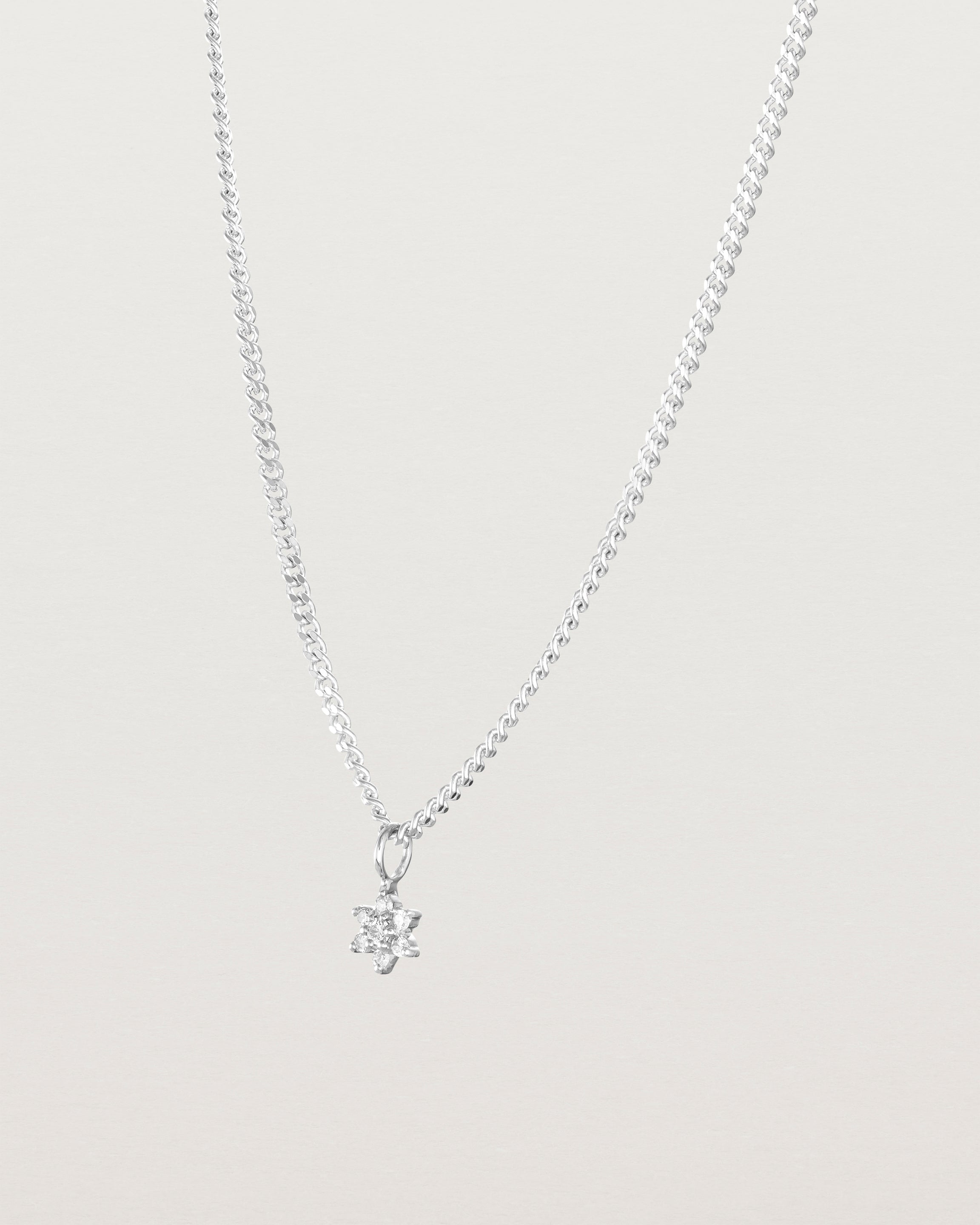 Petits Starburst Necklace | Diamond | White Gold | Natalie Marie