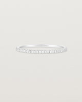 A full white gold band featuring white diamonds