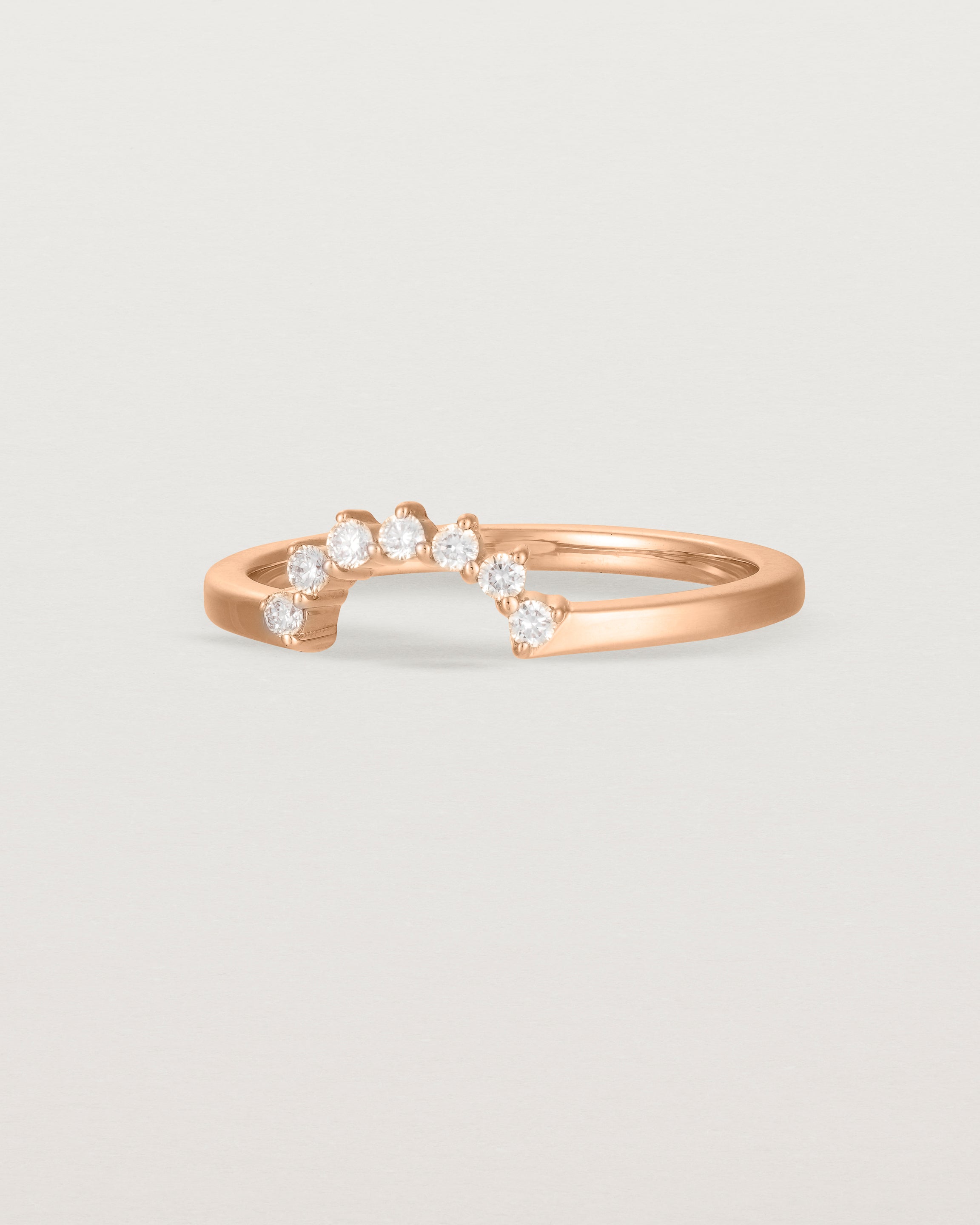 Angled view of the Reina Crown Ring | Fit Ⅱ | Rose Gold.