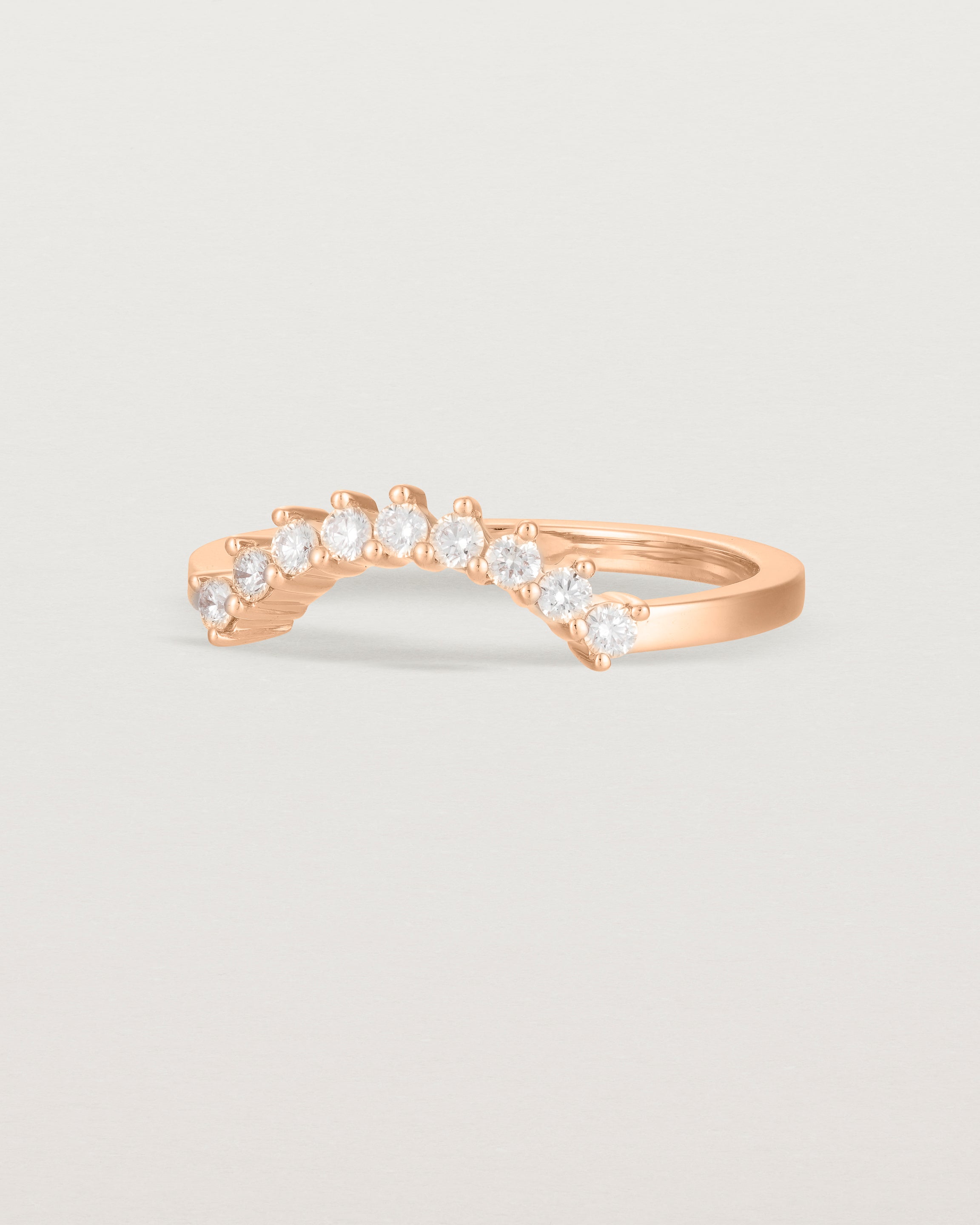 Angled view of the Reina Crown Ring | Fit Ⅳ | Rose Gold.